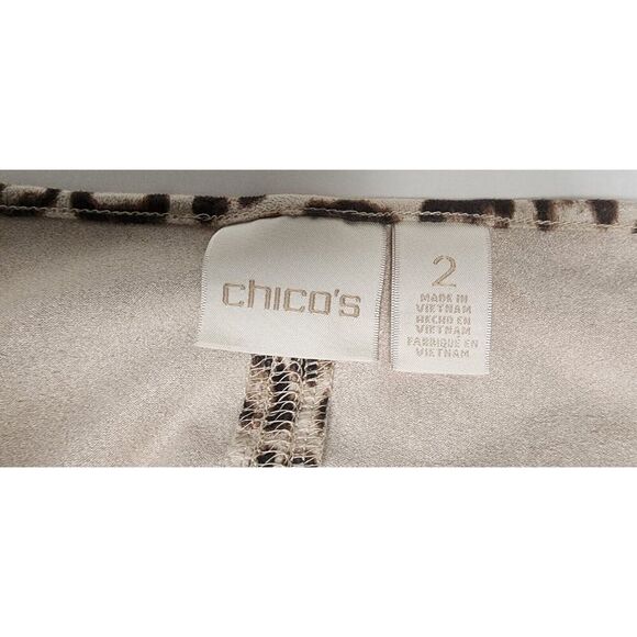 Chico’s Top Brown Cheetah Print Elegant Faux Suede Blouse Size 2 (L 12-14) - Picture 9 of 10